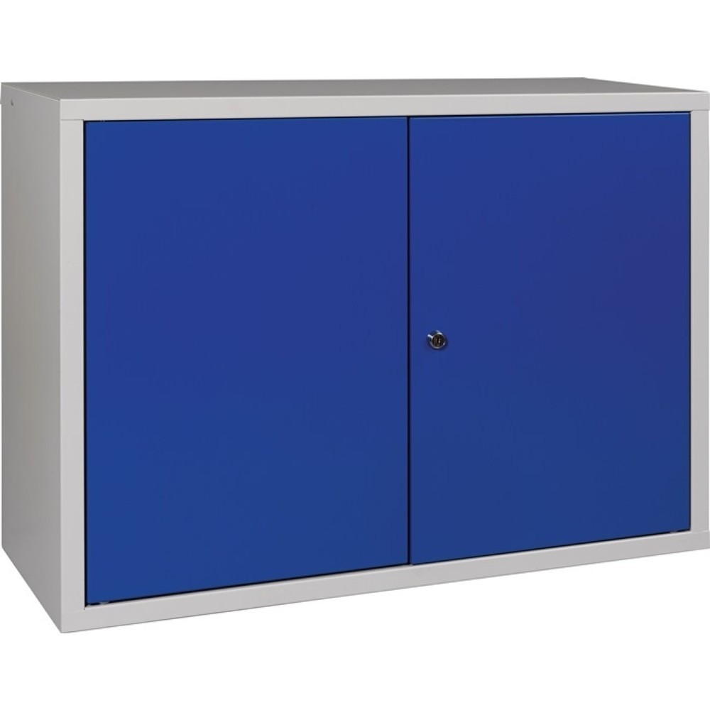 Produktabbildung Nr. 1: Hängeschrank, Stahlblech, H600xB800xT300 mm Vollblech, 1 Boden, lichtgrau, RAL 7035/enzianblau, RAL 5010