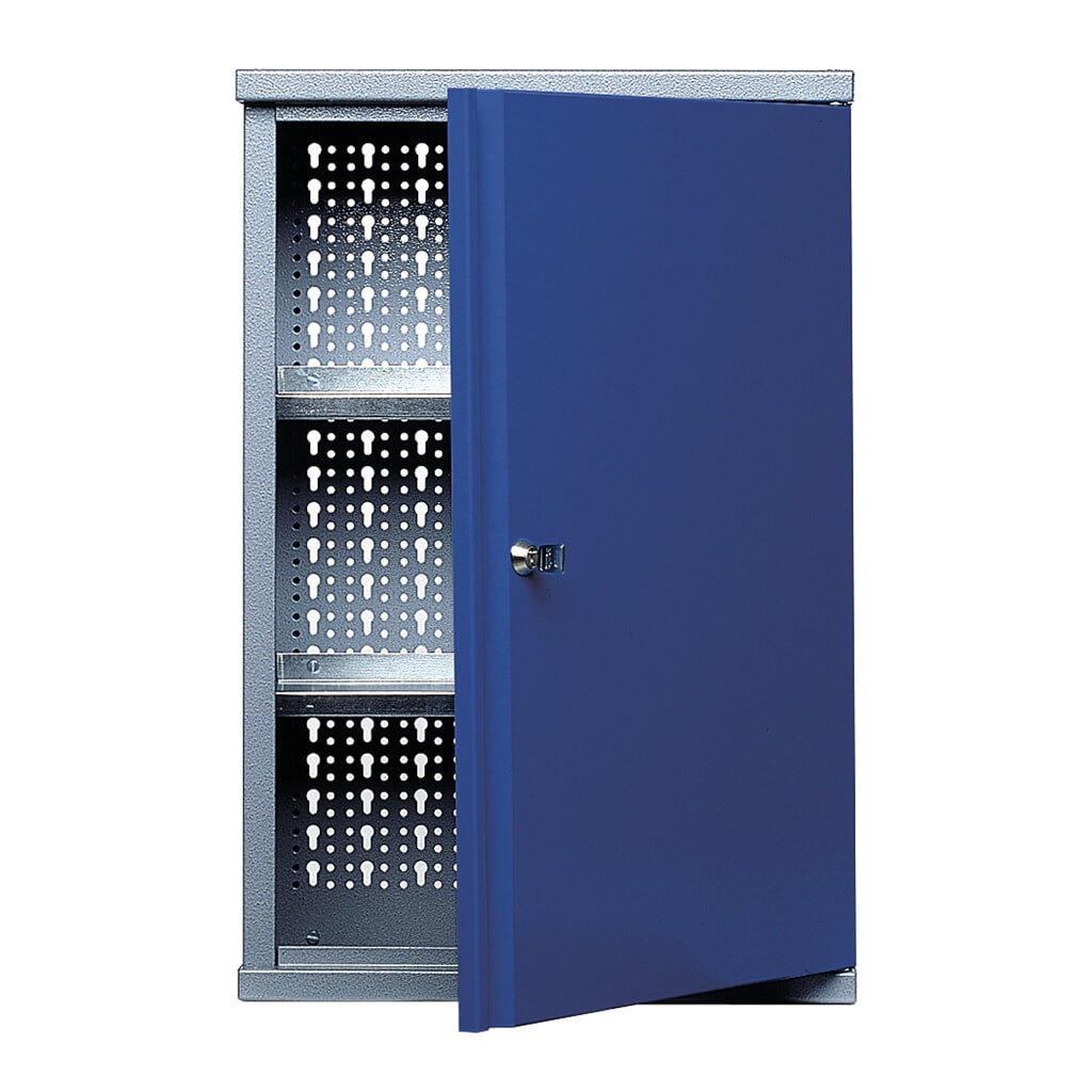 Produktabbildung: Hängeschrank mit 2 Einlegeböden + 1 Lochrückwand, HxBxT 600 x 400 x 190 mm, blau
