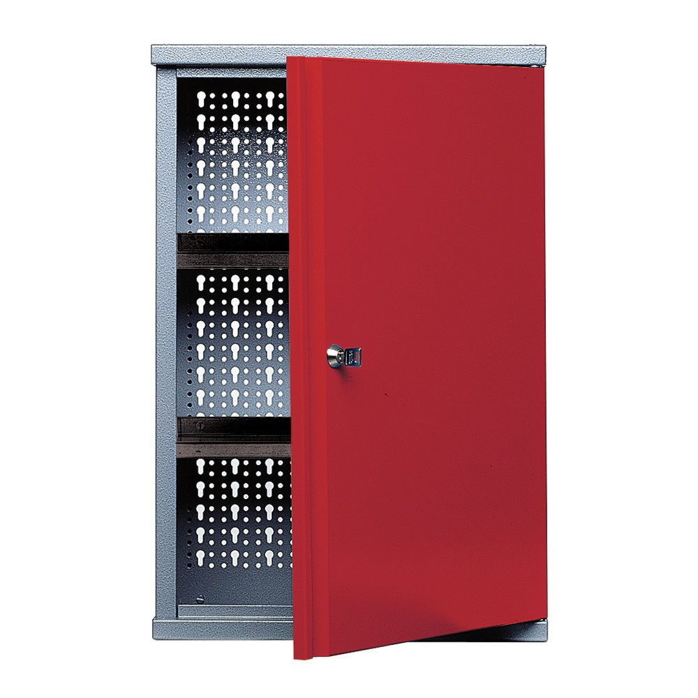 Produktabbildung: Hängeschrank mit 2 Einlegeböden + 1 Lochrückwand, HxBxT 600 x 400 x 190 mm, rot