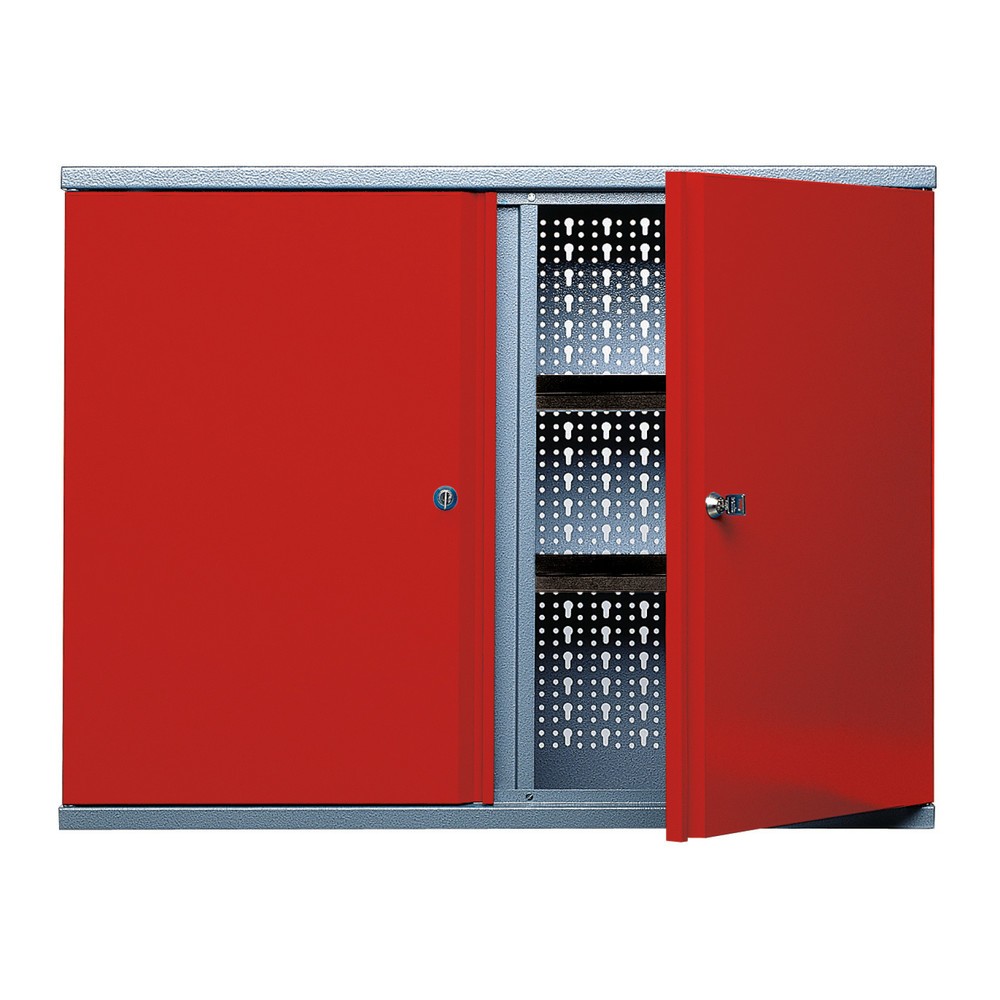 Produktabbildung: Hängeschrank mit 4 Einlegeböden + 2 Lochrückwänden, HxBxT 600 x 800 x 190 mm, rot