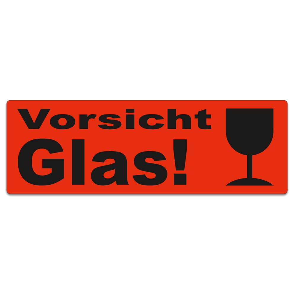Produktabbildung: Haftetiketten "Vorsicht Glas, mit Kelch", BxL 150 x 50 mm, 1.000 Stk/VE