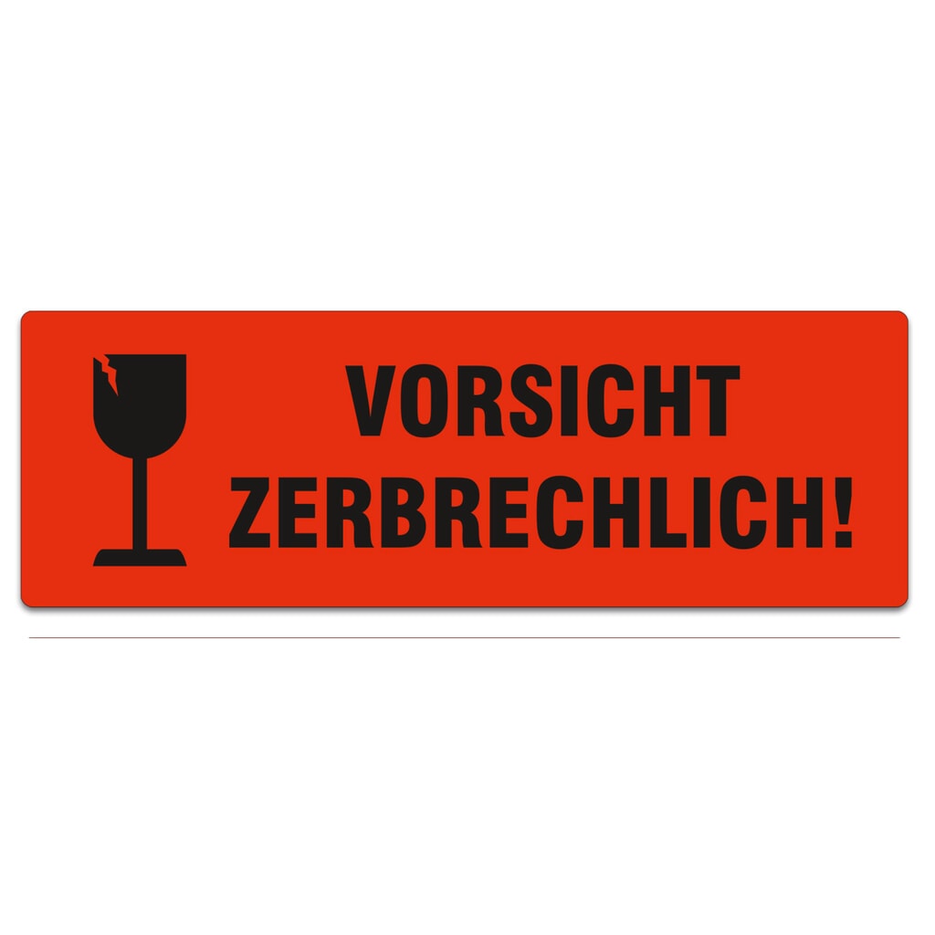 Haftetiketten "Vorsicht zerbrechlich!", BxL 150 x 50 mm, 1.000 Stk/VE Produktabbildung: Haftetiketten "Vorsicht zerbrechlich!", BxL 150 x 50 mm, 1.000 Stk/VE