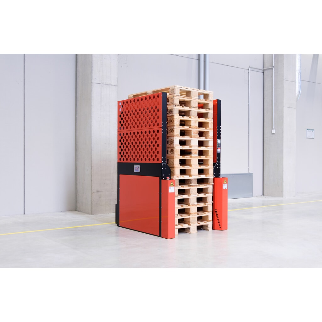 Hagenauer+Denk Palettenmagazin PalServer Universal, 15 Paletten, BxL 800 x 1200 mm, blutorange Produktabbildung: Hagenauer+Denk Palettenmagazin PalServer Universal, 15 Paletten, BxL 800 x 1200 mm, blutorange