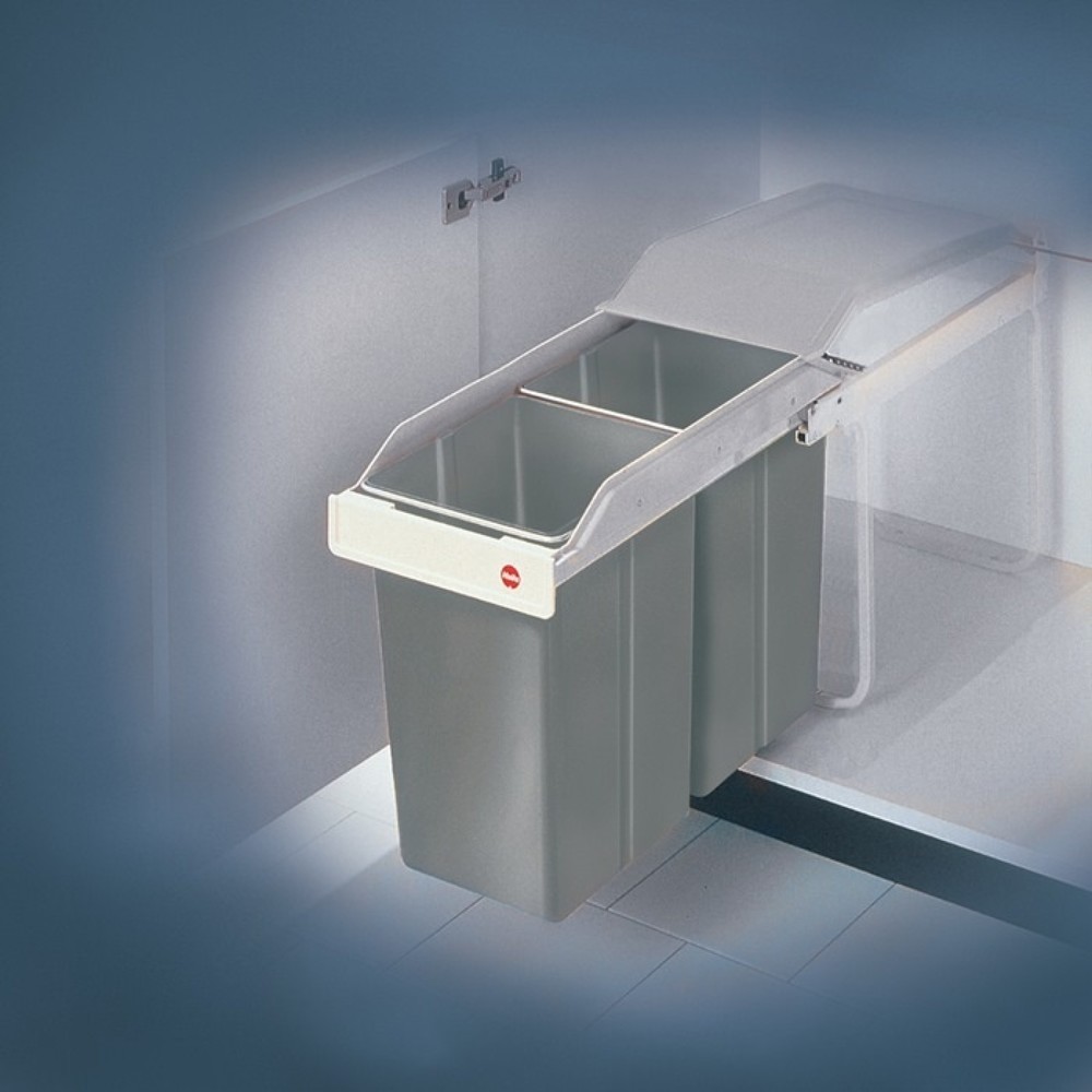Produktabbildung: Hailo Abfallsammler Multi-Box, f.Unterschränke ab B.300 mm, 2 x 15 l B260xT510xH460mm grau
