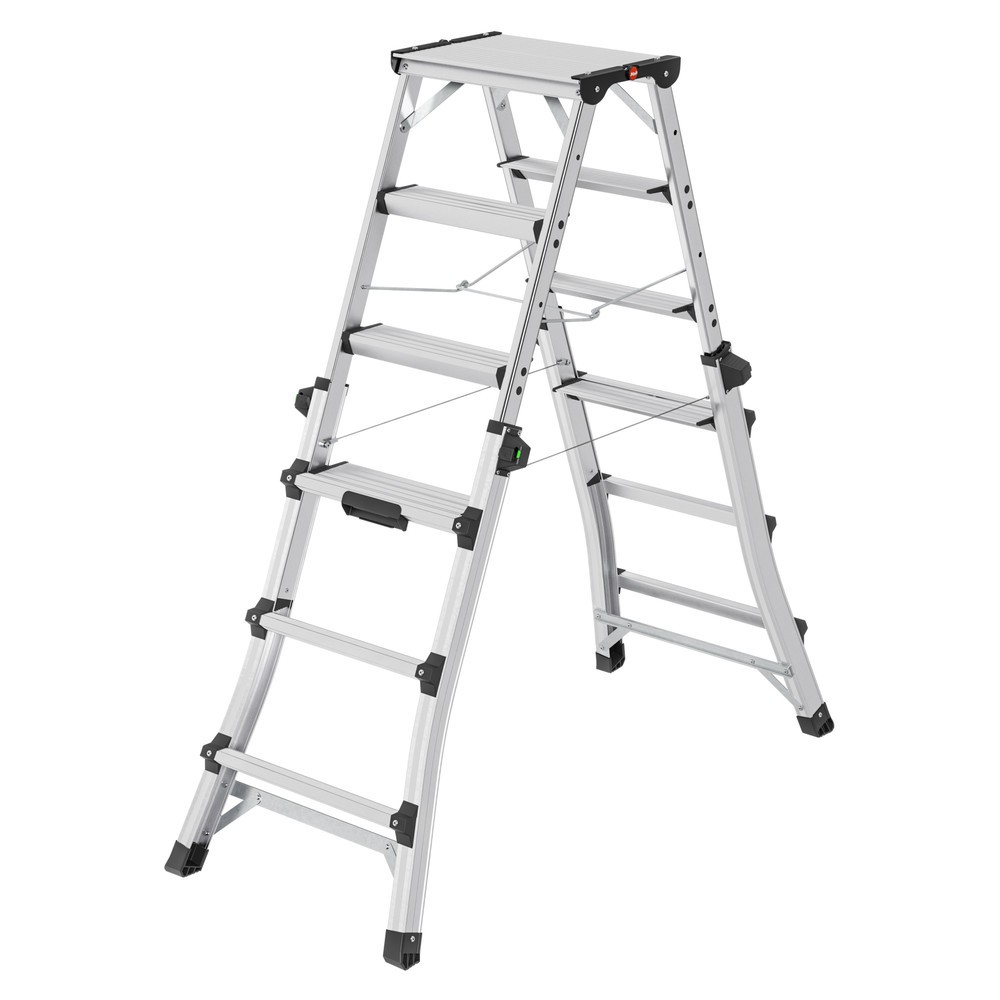 Produktabbildung: Hailo D100 TL TopLine, Alu-Teleskop-Doppelstufenleiter, 2x4 - 2x6 Stufen