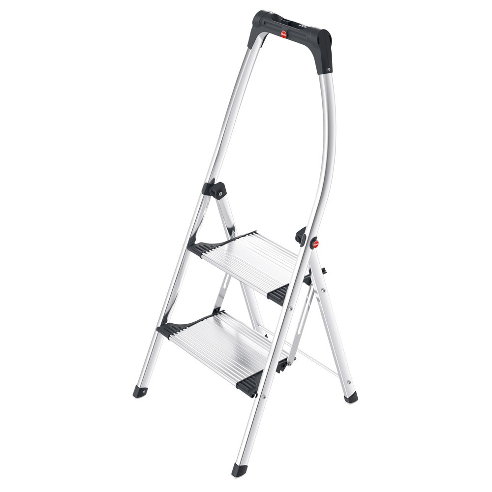 Produktabbildung: Hailo Klapptritt, Plattformhöhe 490 mm, Stufen einschl. Plattform 2, Aluminium mit Anti-Rutsch-Riffelung