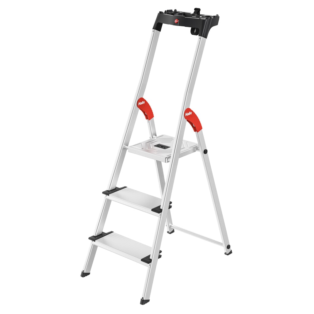 Hailo Stufen-Stehleiter L80 ComfortLine, Standhöhe 0,63 m Produktabbildung: Hailo Stufen-Stehleiter L80 ComfortLine, Standhöhe 0,63 m