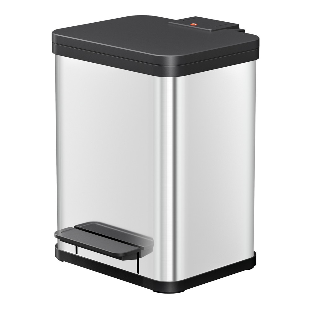 Produktabbildung Nr. 1: Hailo Tret-Wertstoffsammler Öko duo Plus M, 2x 9 Liter, gedämpfter Schließmechanismus, Edelstahl, matt