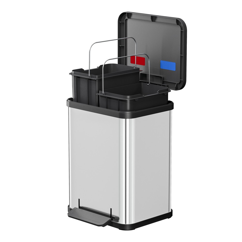 Produktabbildung Nr. 3: Hailo Tret-Wertstoffsammler Öko duo Plus M, 2x 9 Liter, gedämpfter Schließmechanismus, Edelstahl, matt