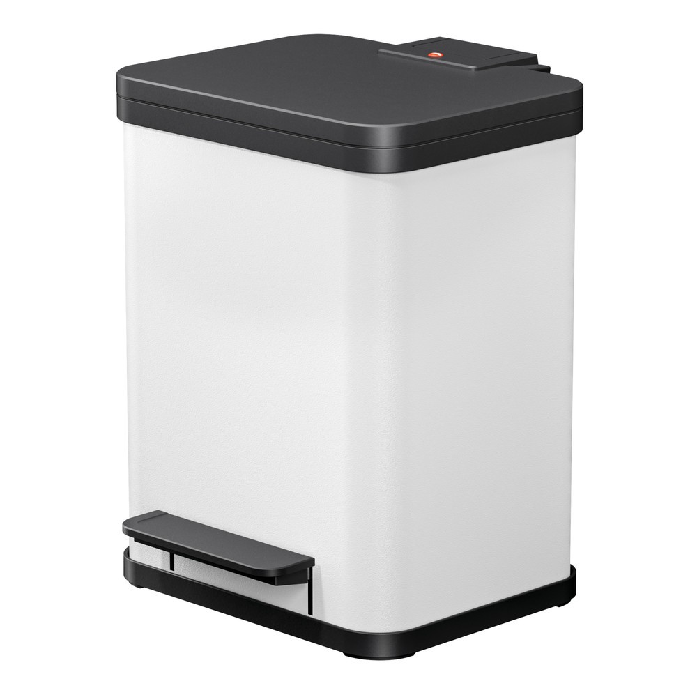 Produktabbildung Nr. 1: Hailo Tret-Wertstoffsammler Öko duo Plus M, 2x 9 Liter, gedämpfter Schließmechanismus, weiß, matt