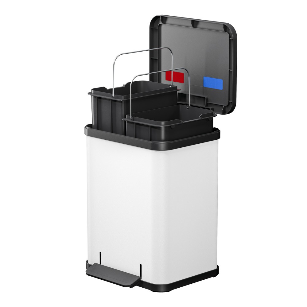 Produktabbildung Nr. 4: Hailo Tret-Wertstoffsammler Öko duo Plus M, 2x 9 Liter, gedämpfter Schließmechanismus, weiß, matt