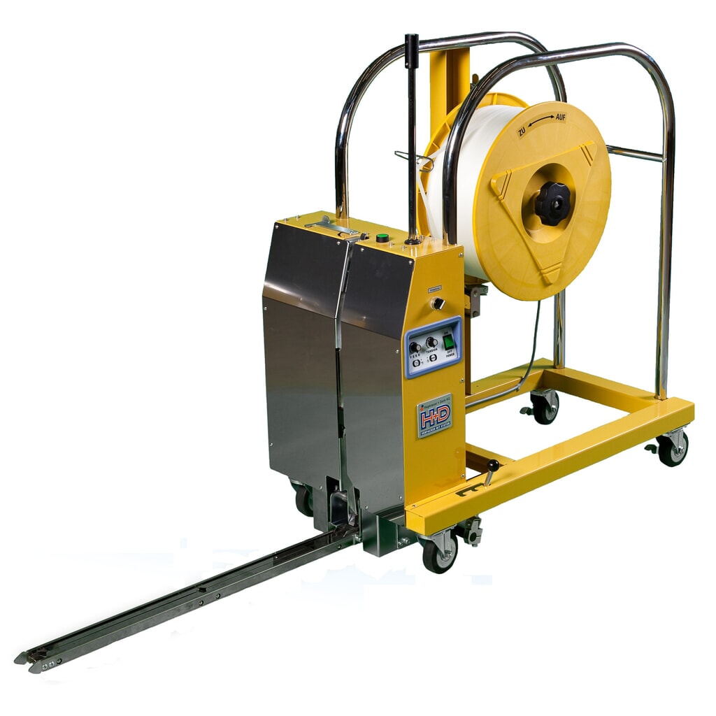 Halbautomatische Paletten-Umreifungsmaschine HDS-25-PV3-16-200, für Bandbreite 12-16 mm Produktabbildung: Halbautomatische Paletten-Umreifungsmaschine HDS-25-PV3-16-200, für Bandbreite 12-16 mm