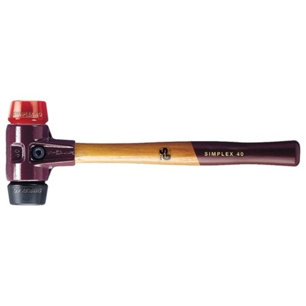 Produktabbildung: Schonhammer SIMPLEX L.300mm Kopf-Ø 30mm mittelh./hart HO Gum.schw./Plastik rot