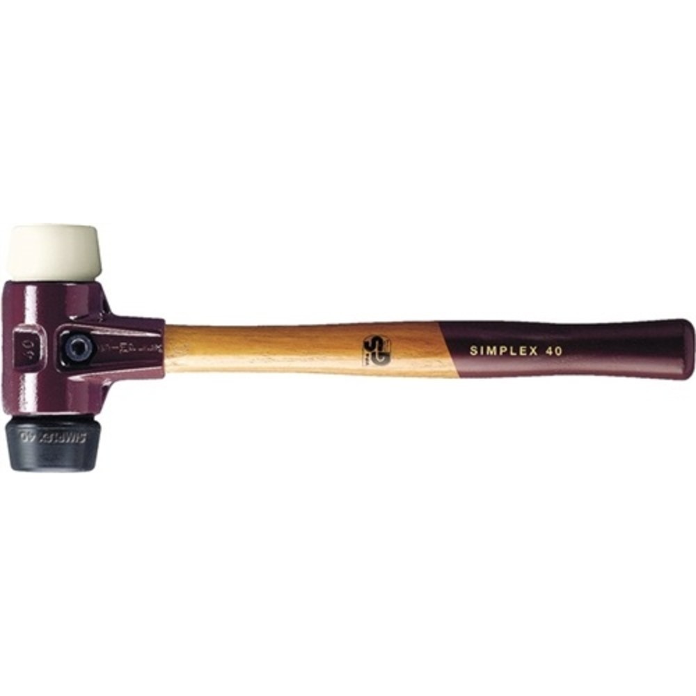 Produktabbildung: Schonhammer SIMPLEX L.350mm Kopf-D.50mm mittelh./hart HO Gum.schwarz/Nylon weiß