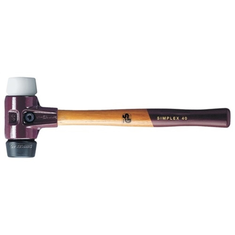 Produktabbildung: Schonhammer SIMPLEX L.490mm Kopf-D.80mm mittelh.HO Gum.schwarz/Superplast. weiß