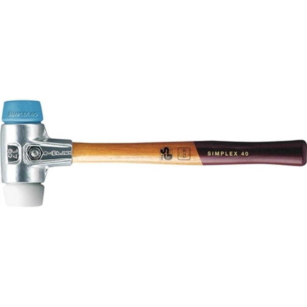 Produktabbildung: Schonhammer SIMPLEX L.405mm Kopf-D.60mm HO Superplast.weiß/TPE-soft blau HALDER