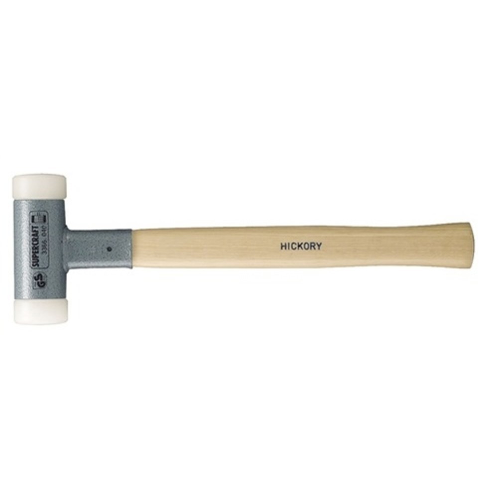 Produktabbildung: Schonhammer SUPERCRAFT L.300mm Kopf-D.20mm Hickory rückschlagfrei hart Nyl.weiß