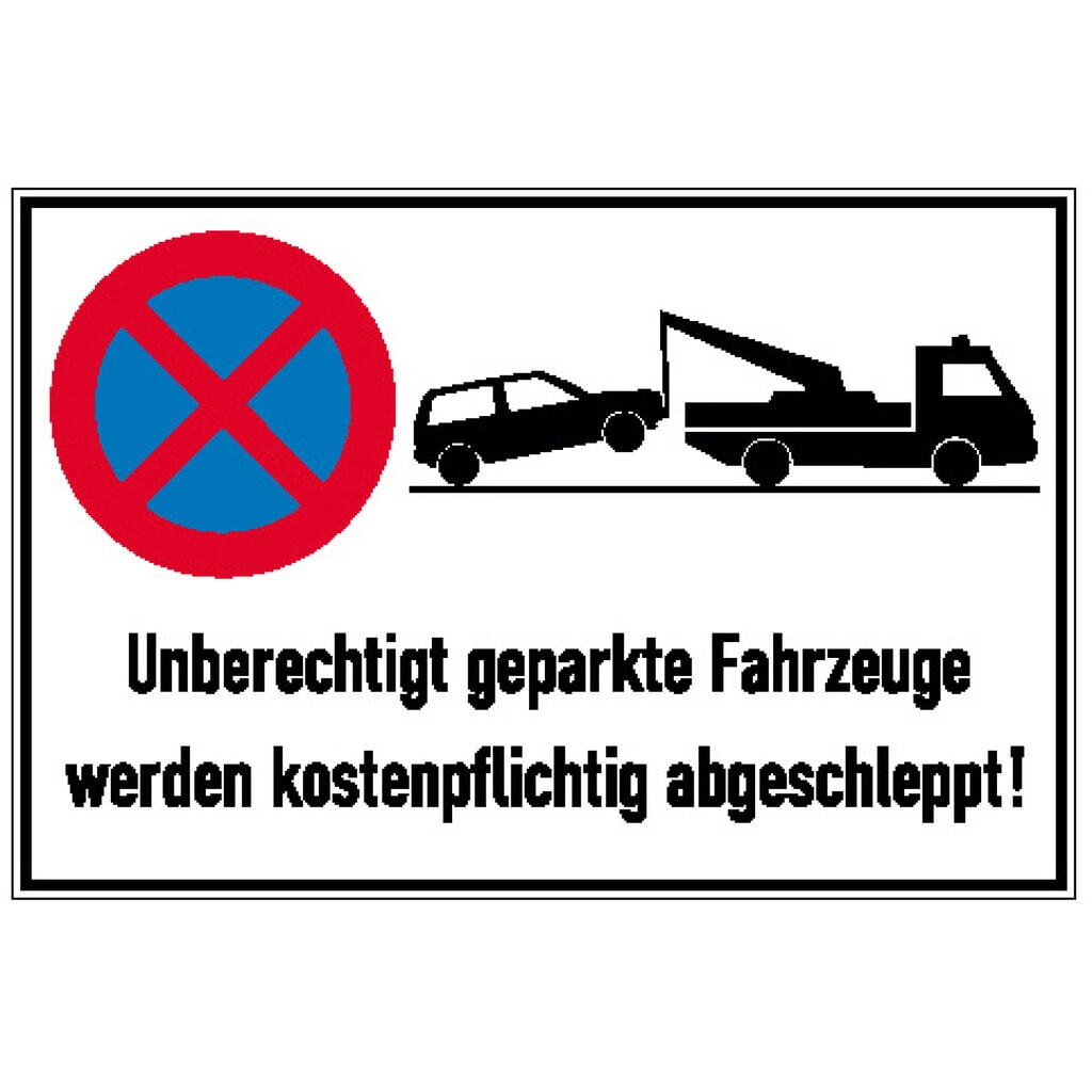 SafetyMarking® Halteverbotsschild "Unberechtigt geparkte Fahrzeuge", Alu geprägt Produktabbildung: SafetyMarking® Halteverbotsschild "Unberechtigt geparkte Fahrzeuge", Alu geprägt