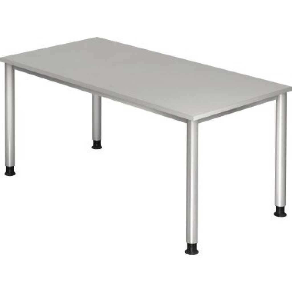 Hammerbacher Manuell höhenverstellbarer Schreibtisch Akzent, 4-Fuß Gestell, BxT 1.600 x 800 mm, grau Produktabbildung: Hammerbacher Manuell höhenverstellbarer Schreibtisch Akzent, 4-Fuß Gestell, BxT 1.600 x 800 mm, grau