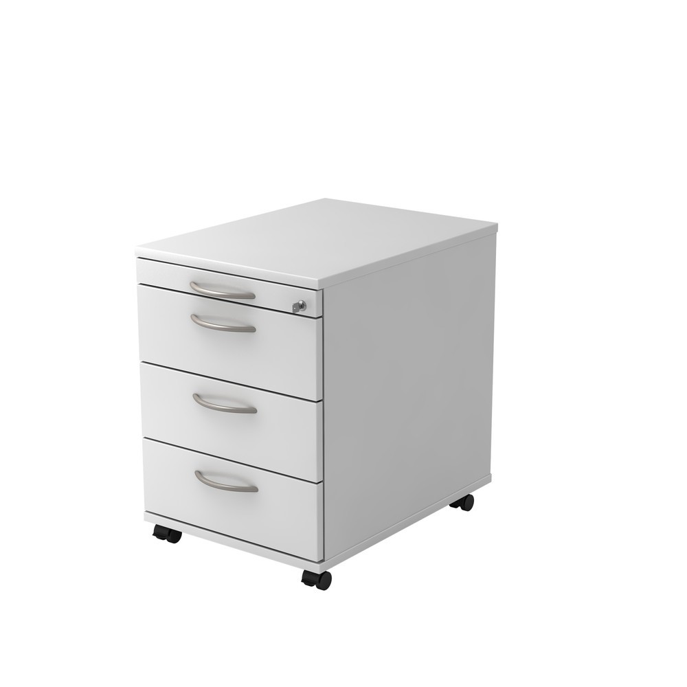 Produktabbildung: Hammerbacher Rollcontainer 58cm, 3Schübe,Schloß BM Weiß