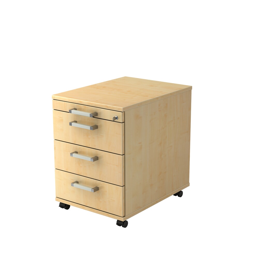 Hammerbacher Rollcontainer 58cm, 3Schübe,Schloß CE Ahorn Produktabbildung: Hammerbacher Rollcontainer 58cm, 3Schübe,Schloß CE Ahorn