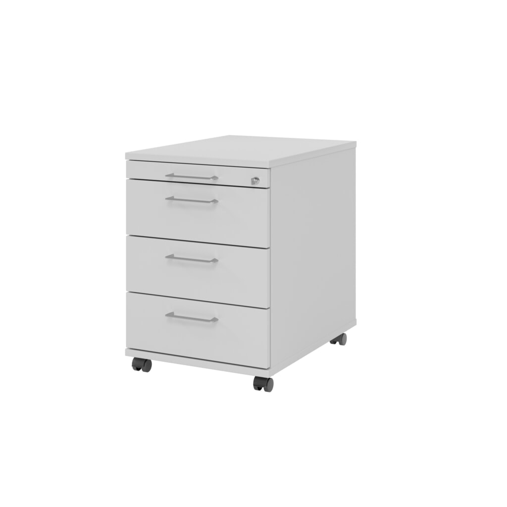 Produktabbildung: Hammerbacher Rollcontainer 58cm, 3Schübe,Schloß BS Grau