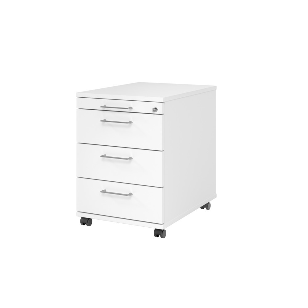 Produktabbildung: Hammerbacher Rollcontainer 58cm, 3Schübe,Schloß BS Weiß