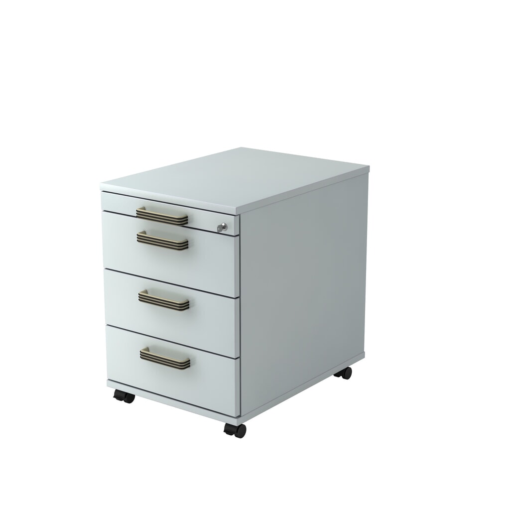 Hammerbacher Rollcontainer 58cm, 3Schübe,Schloß SG Grau Produktabbildung: Hammerbacher Rollcontainer 58cm, 3Schübe,Schloß SG Grau