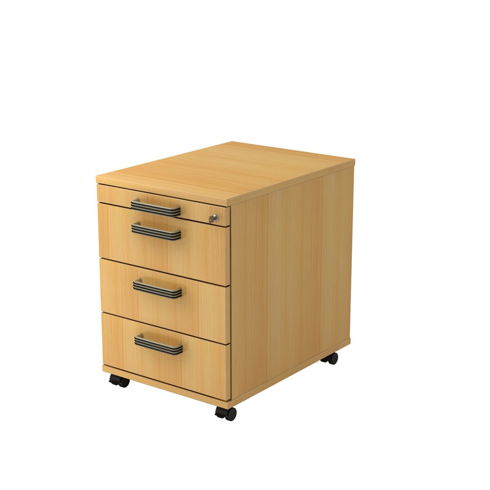 Produktabbildung: Hammerbacher Rollcontainer 58cm, 3Schübe,Schloß SG Buche