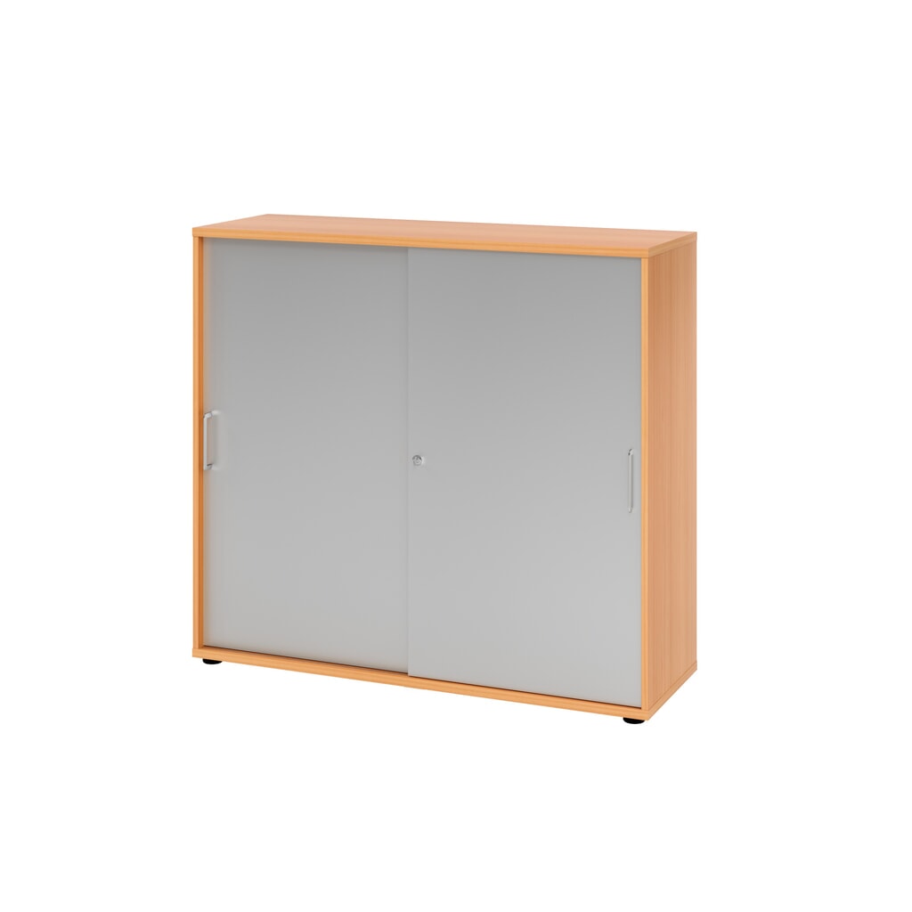 Hammerbacher Schiebetürschrank 3OH 120cm BS Buche/Silber Produktabbildung: Hammerbacher Schiebetürschrank 3OH 120cm BS Buche/Silber