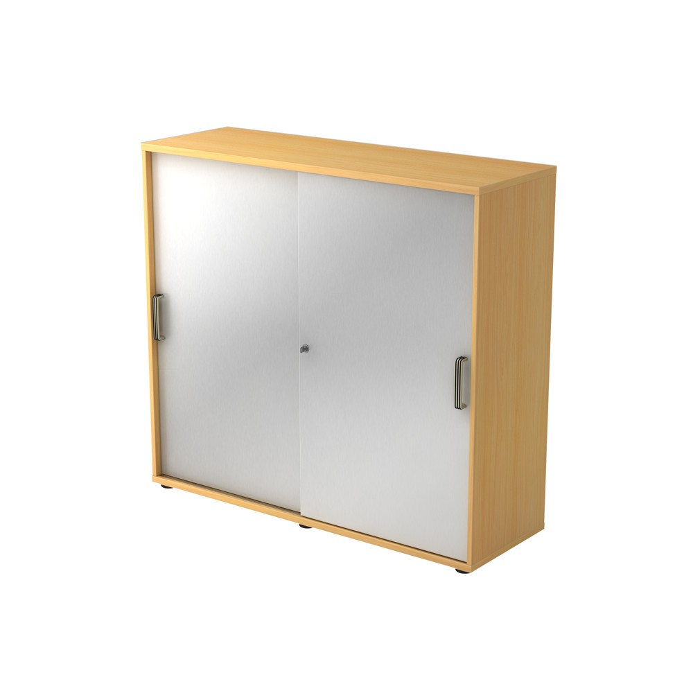 Produktabbildung: Hammerbacher Schiebetürschrank 3OH 120cm SG Buche/Silber