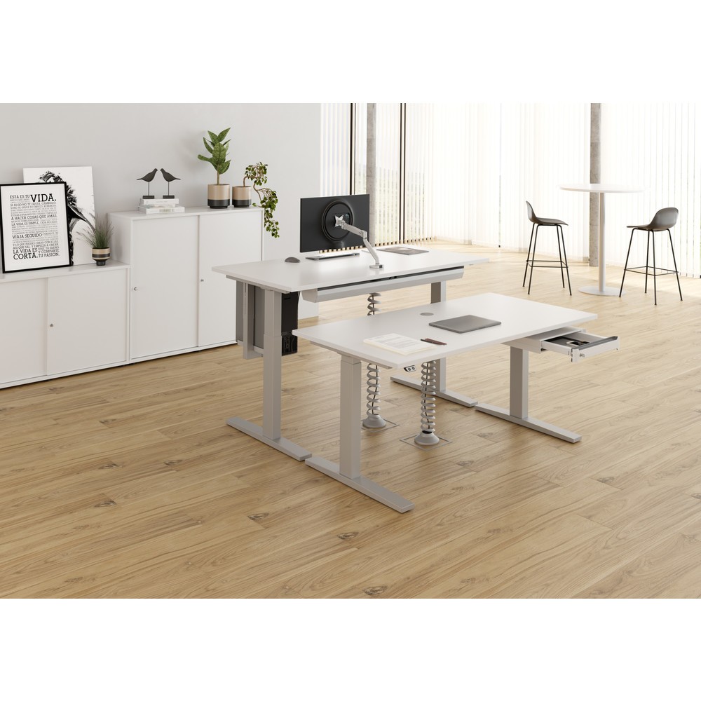 Produktabbildung Nr. 3: Hammerbacher Elektrisch höhenverstellbarer Schreibtisch 1-stufig, C-Fuß, BxT 1.600 x 800 mm, Ahorn, graphit