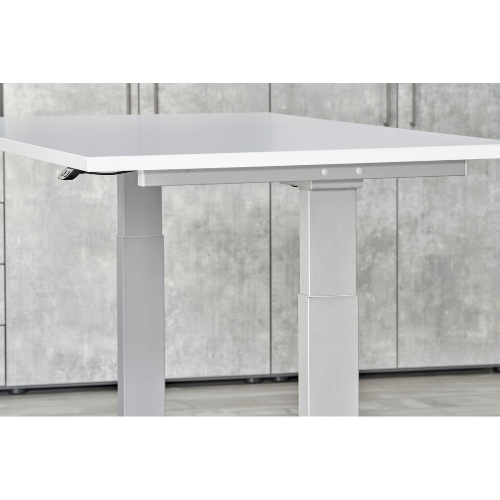 Produktabbildung Nr. 8: Hammerbacher Elektrisch höhenverstellbarer Schreibtisch 1-stufig, C-Fuß, BxT 1.800 x 800 mm,  grau, silber