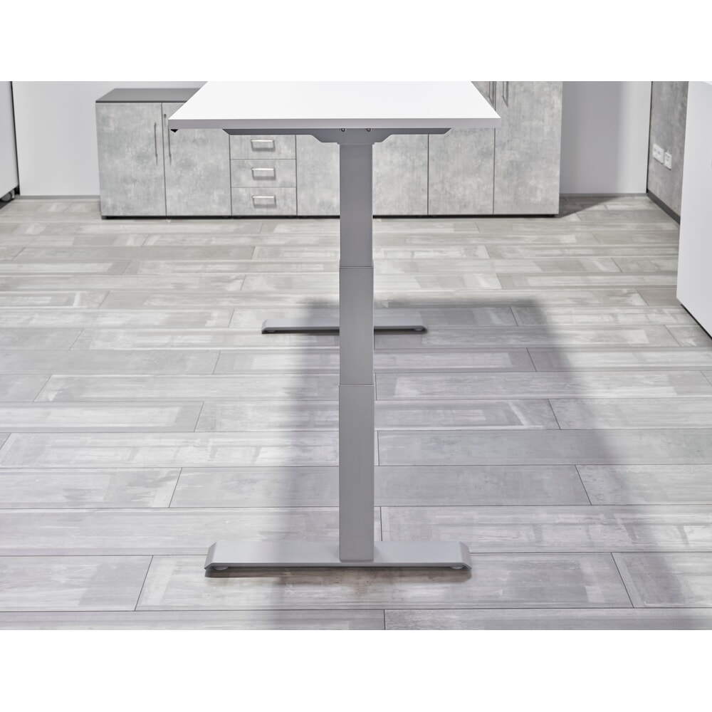 Produktabbildung Nr. 2: Hammerbacher Elektrisch höhenverstellbarer Schreibtisch 2-stufig, Memory-Schalter, C-Fuß, BxT 1.600 x 800 mm, Ahorn, silber
