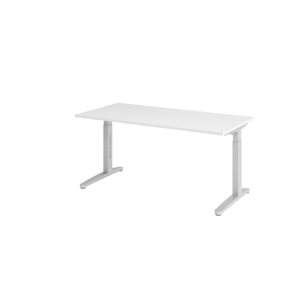 Produktabbildung Nr. 1: Hammerbacher Manuell höhenverstellbarer Schreibtisch, C-Fuß, BxT 1.600 x 800 mm, weiß