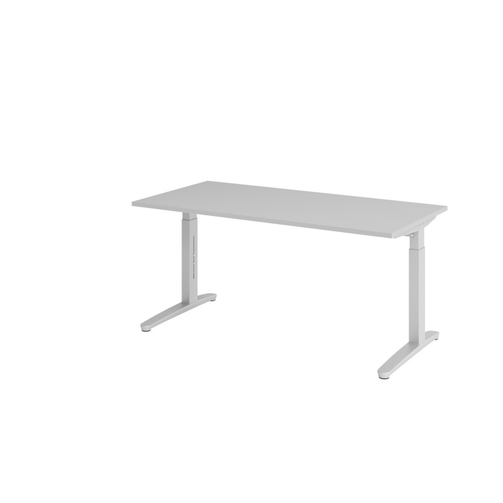 Produktabbildung: Hammerbacher Manuell höhenverstellbarer Schreibtisch, C-Fuß, BxT 1.600 x 800 mm, grau
