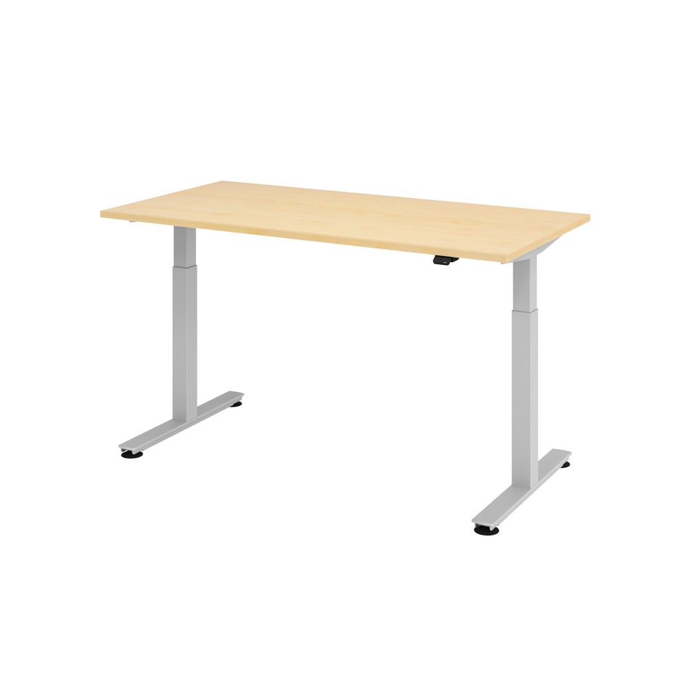 Produktabbildung: Hammerbacher Elektrisch höhenverstellbarer Schreibtisch, T-Fuß, BxT 1.600 x 800 mm, Ahorn
