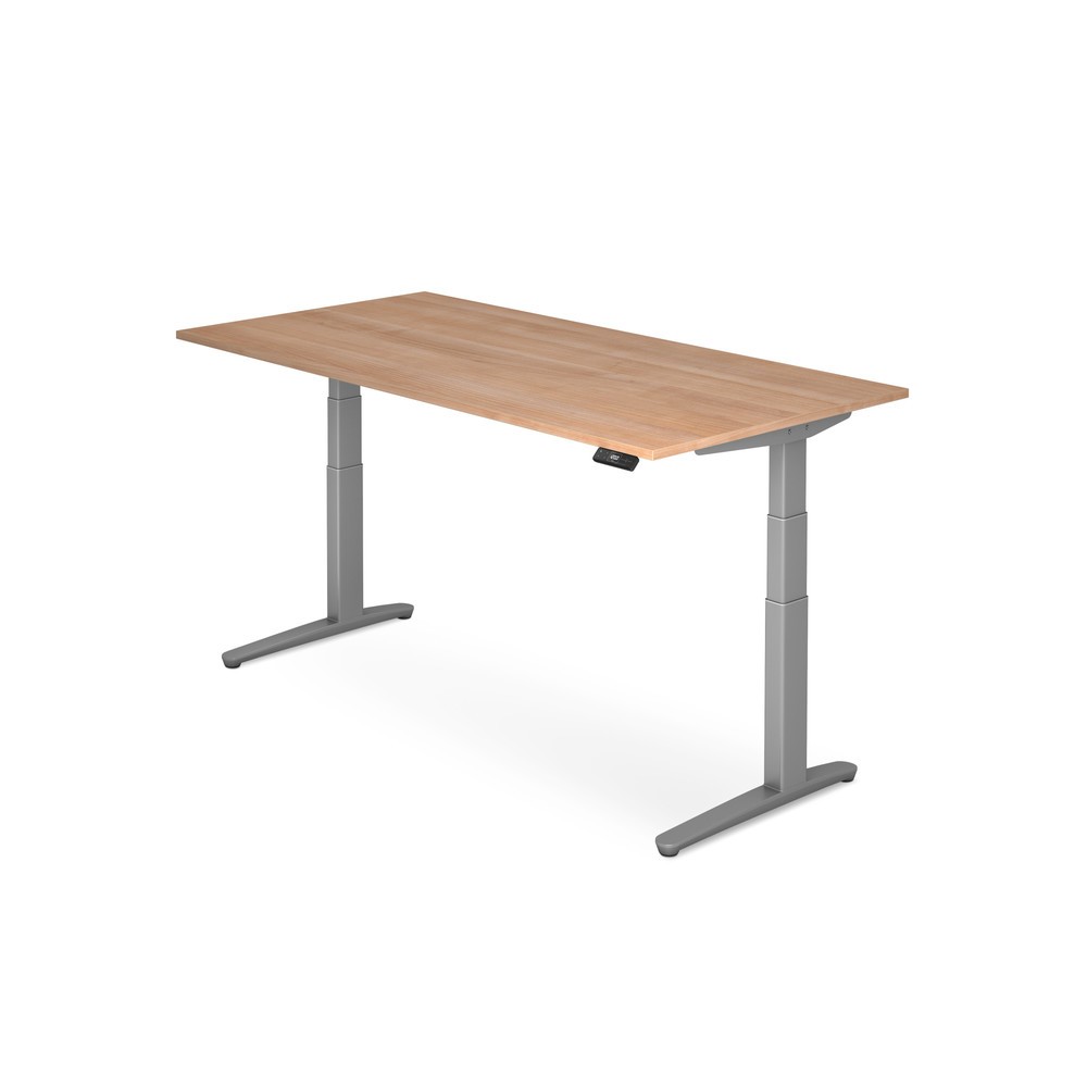 Produktabbildung: Hammerbacher Elektrisch höhenverstellbarer Schreibtisch, mit Memoryschalter, C-Fuß, BxT 1.600 x 800 mm, Nussbaum