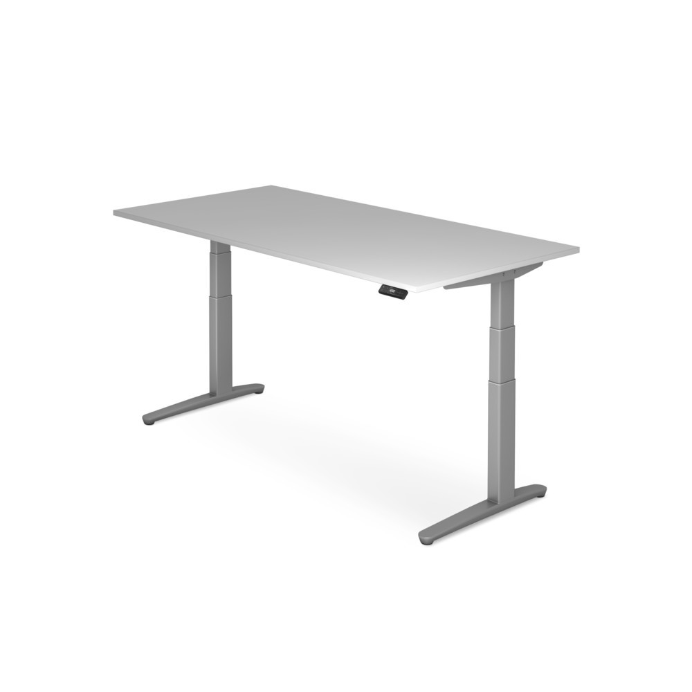 Produktabbildung: Hammerbacher Elektrisch höhenverstellbarer Schreibtisch, mit Memoryschalter, C-Fuß, BxT 1.600 x 800 mm, grau