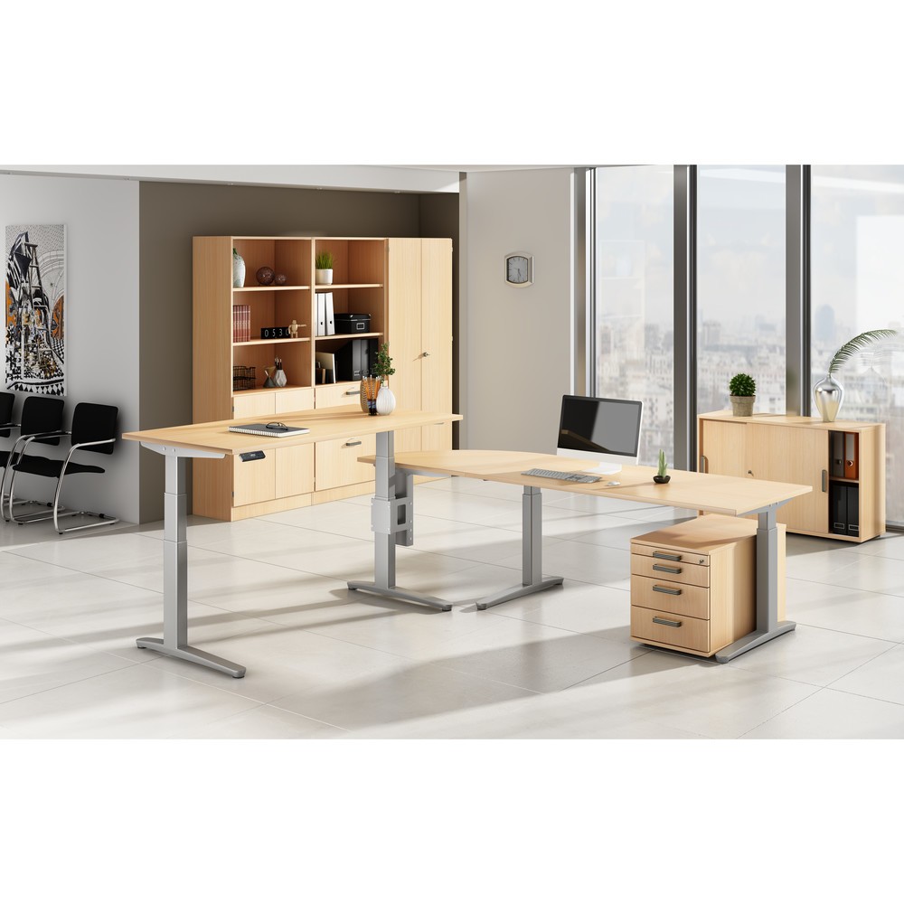 Produktabbildung Nr. 5: Hammerbacher Elektrisch höhenverstellbarer Schreibtisch, mit Memoryschalter, C-Fuß, BxT 1.600 x 800 mm, grau