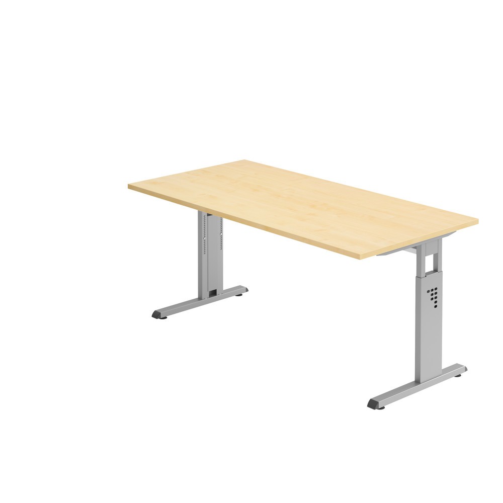 Produktabbildung: Hammerbacher Manuell höhenverstellbarer Schreibtisch Solid, C-Fuß, BxT 1.600 x 800 mm, Ahorn