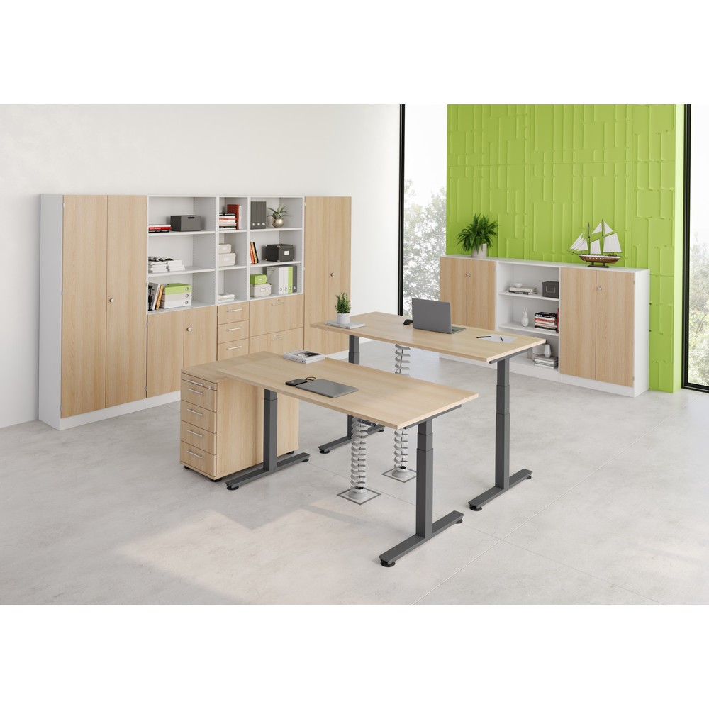 Produktabbildung Nr. 5: Hammerbacher Büro-Eckschreibtisch, Memory-Schalter, elektrisch höhenverstellbar, BxT 2.000 x 1.200 mm, weiß, silber