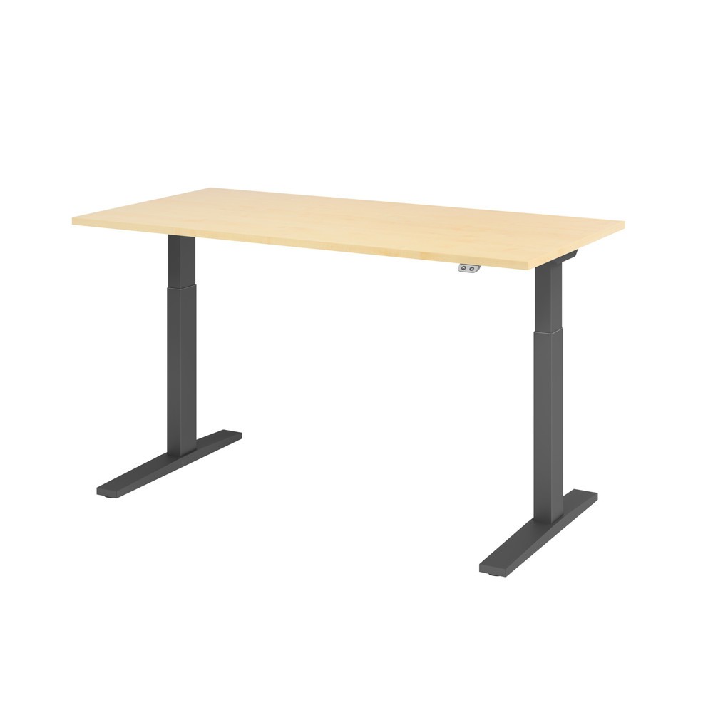 Produktabbildung: Hammerbacher Elektrisch höhenverstellbarer Schreibtisch 1-stufig, C-Fuß, BxT 1.600 x 800 mm, Ahorn, graphit