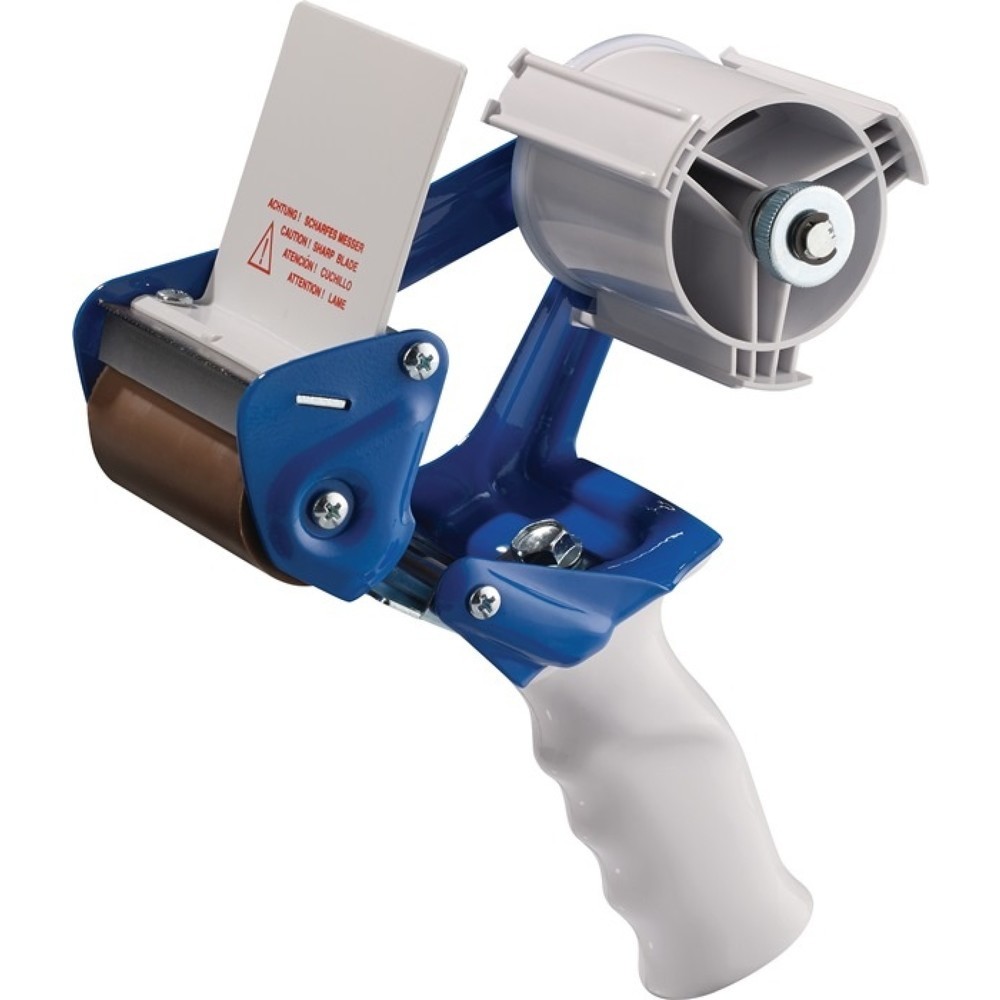 Produktabbildung: Handabroller Profi K75B, blau/weiß, Metall, für Bandbreite bis 75 mm