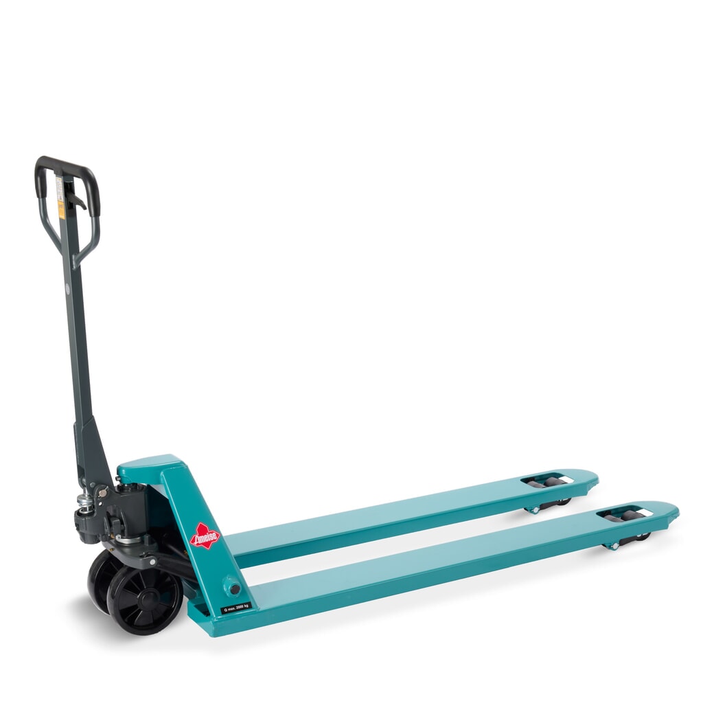 Handhubwagen Ameise® PTM 2.0, Tragfähigkeit 2.000 kg, Gabellänge 1.500 mm, Polyurethan, Tandemrollen Produktabbildung: Handhubwagen Ameise® PTM 2.0, Tragfähigkeit 2.000 kg, Gabellänge 1.500 mm, Polyurethan, Tandemrollen