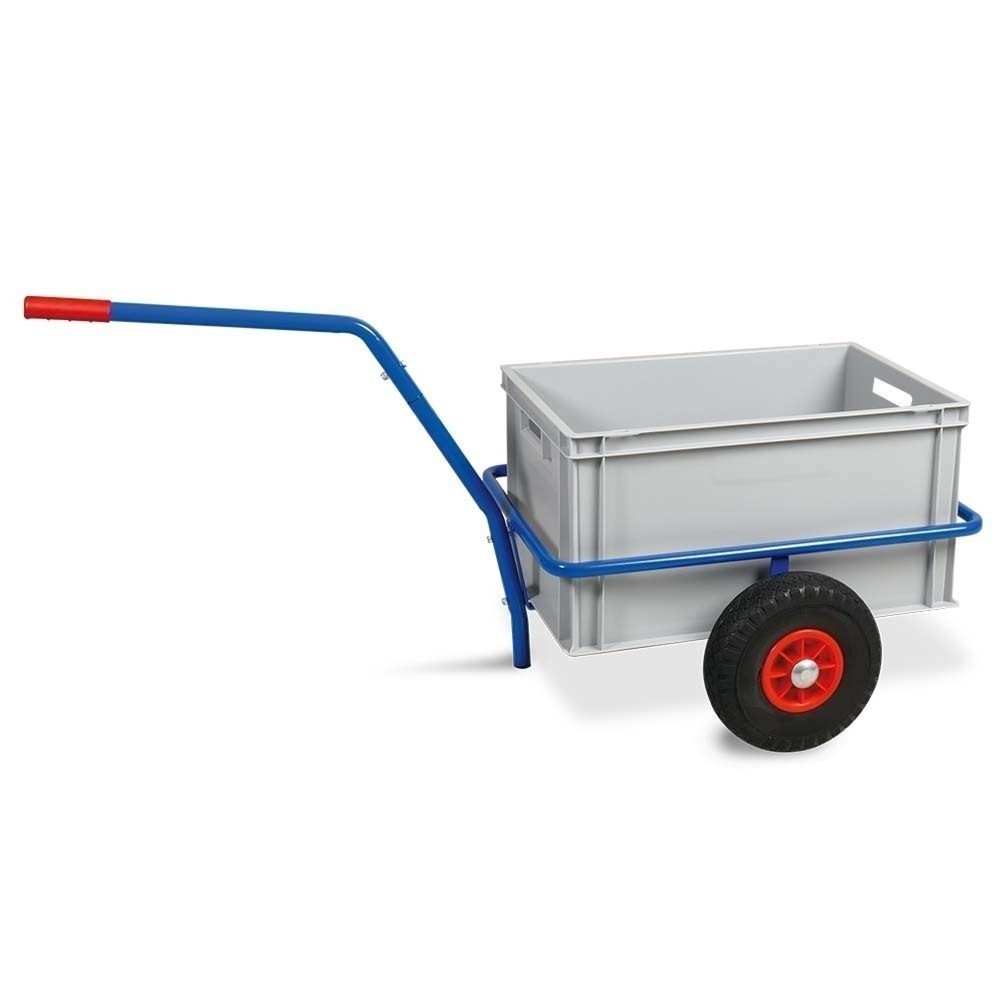 Produktabbildung: Handwagen aus Stahlrohr, TK 200 kg, mit 63 Liter Kunststoffkasten