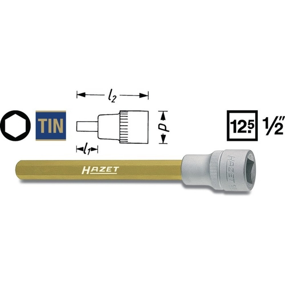 Produktabbildung: HAZET® Steckschlüsseleinsatz 986-8, 1/2 Zoll Innen-6-kant, Schlüsselweite 8 mm