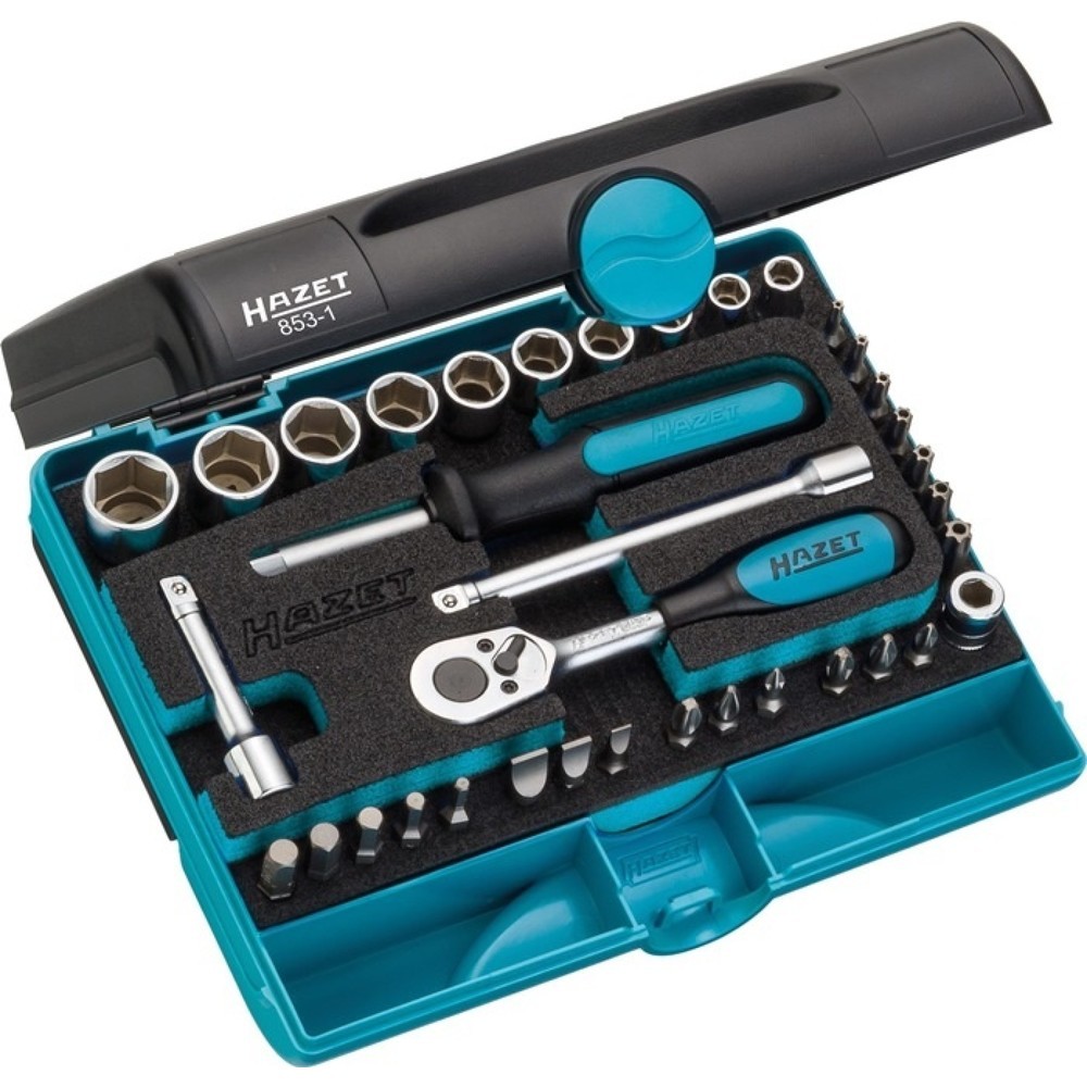 Produktabbildung: HAZET® Steckschlüsselsatz 853-1, 36-teilig 1/4 Zoll, Schlüsselweiten 5,5-14 mm