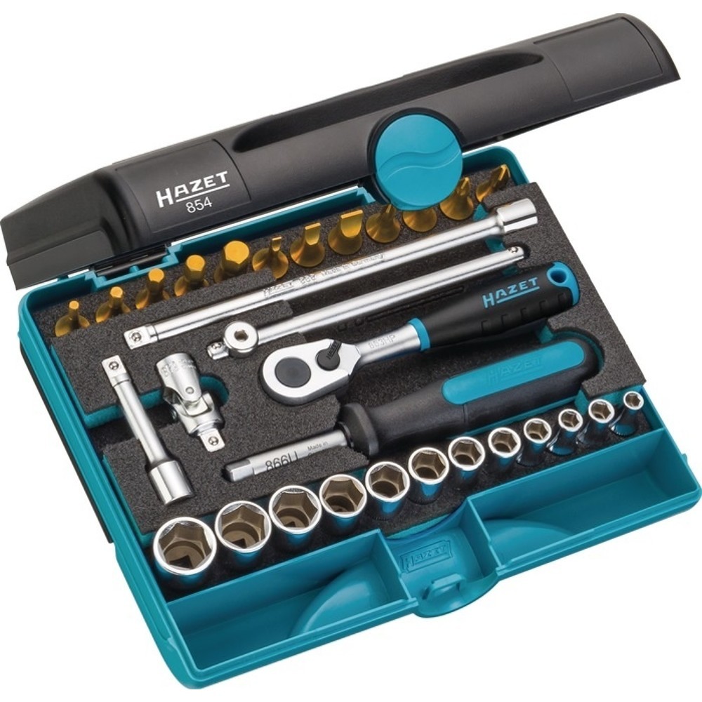 Produktabbildung: HAZET® Steckschlüsselsatz 854, 30-teilig 1/4 Zoll, Schlüsselweiten 4-14 mm