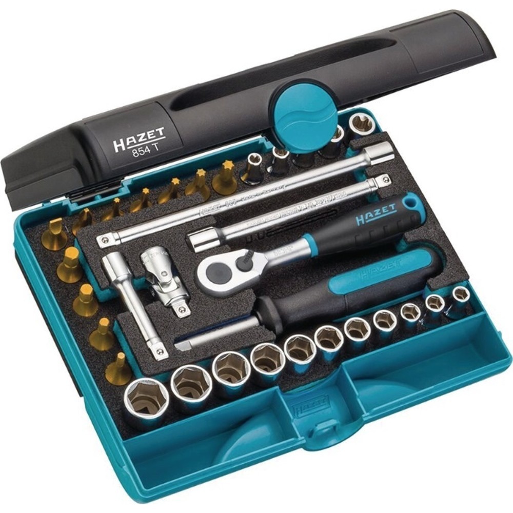Produktabbildung: HAZET® Steckschlüsselsatz 854T, 33-teilig 1/4 Zoll, Schlüsselweiten 5-14 mm